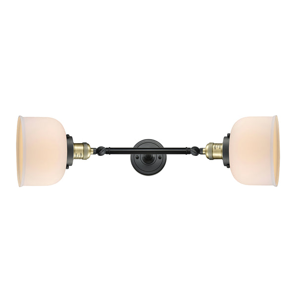 Bell Bath Vanity Light shown in the Black Antique Brass finish with a Matte White shade