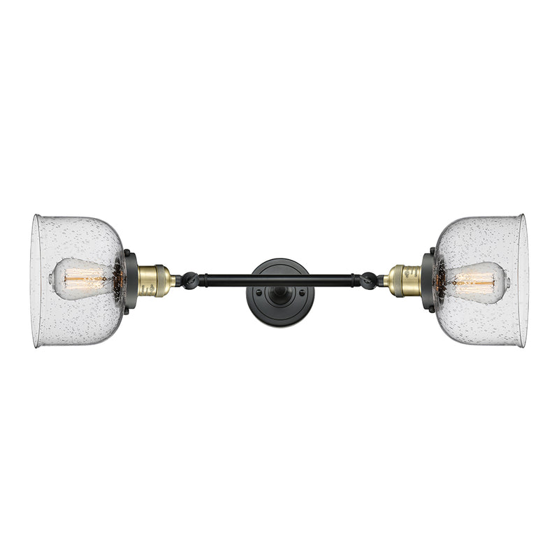 Bell Bath Vanity Light shown in the Black Antique Brass finish with a Seedy shade