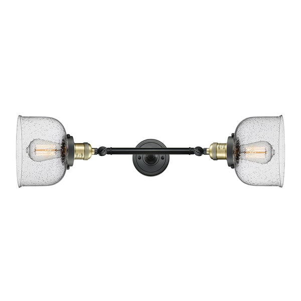 Bell Bath Vanity Light shown in the Black Antique Brass finish with a Seedy shade