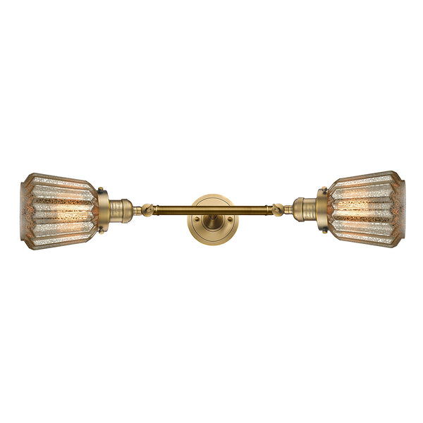 Chatham Bath Vanity Light shown in the Brushed Brass finish with a Mercury shade