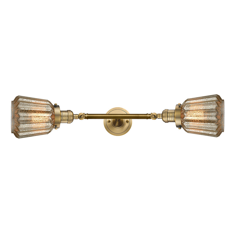 Chatham Bath Vanity Light shown in the Brushed Brass finish with a Mercury shade