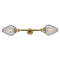 Geneseo Bath Vanity Light shown in the Brushed Brass finish with a Clear Crackled shade