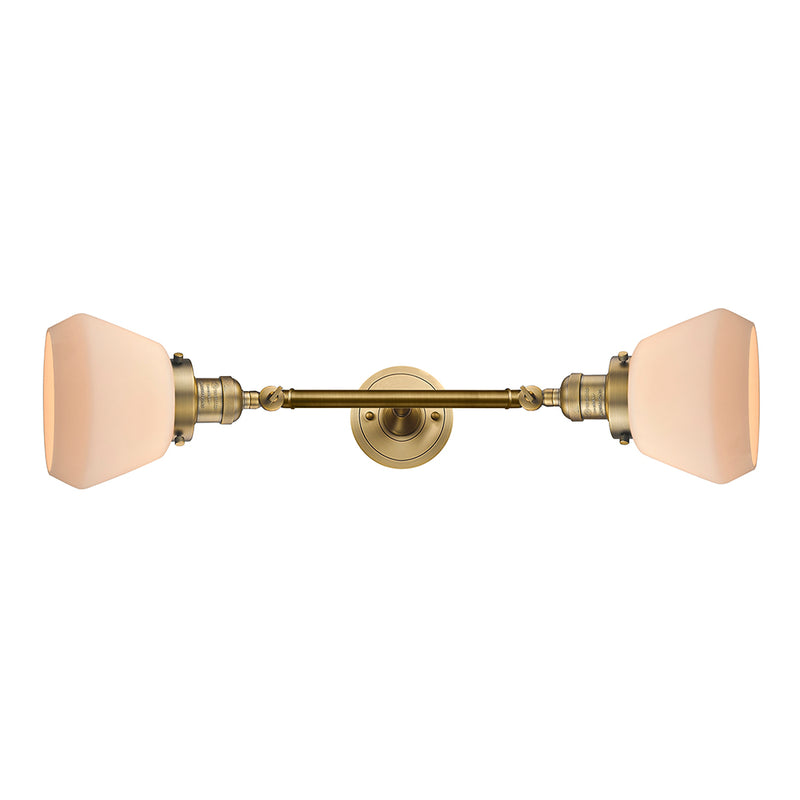 Fulton Bath Vanity Light shown in the Brushed Brass finish with a Matte White shade