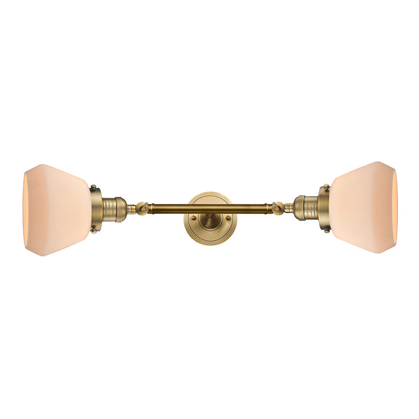 Fulton Bath Vanity Light shown in the Brushed Brass finish with a Matte White shade