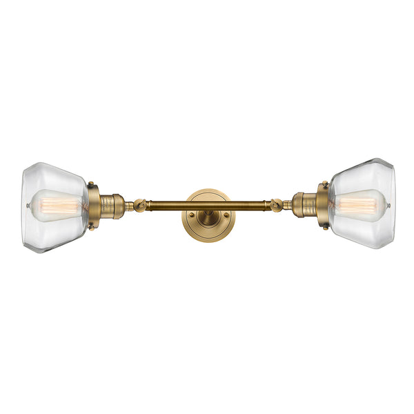 Fulton Bath Vanity Light shown in the Brushed Brass finish with a Clear shade