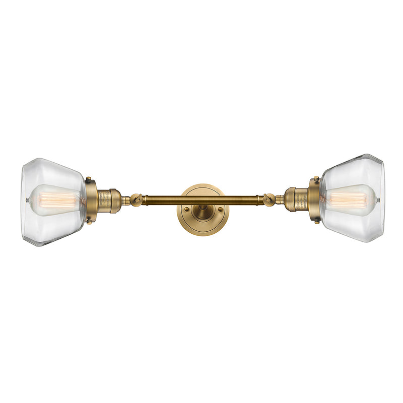 Fulton Bath Vanity Light shown in the Brushed Brass finish with a Clear shade