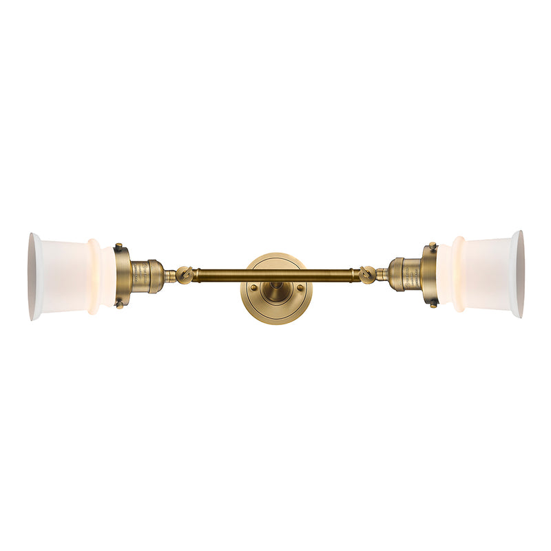 Canton Bath Vanity Light shown in the Brushed Brass finish with a Matte White shade