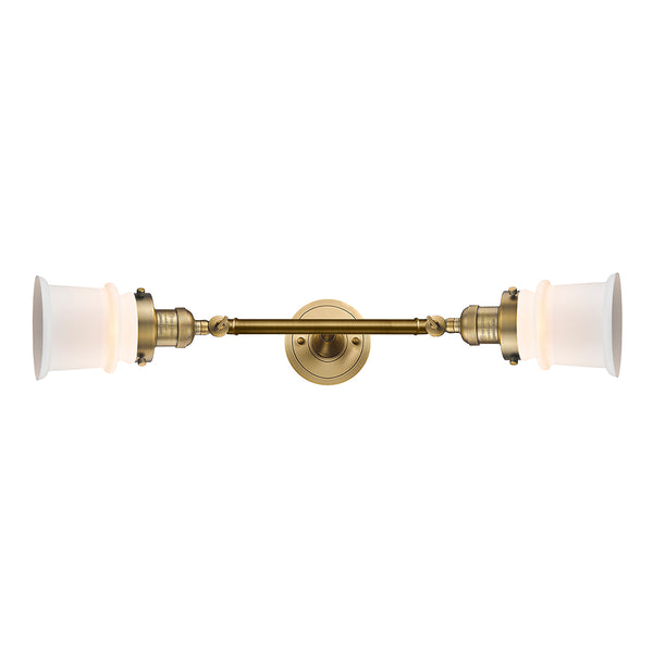 Canton Bath Vanity Light shown in the Brushed Brass finish with a Matte White shade