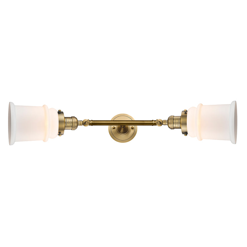 Canton Bath Vanity Light shown in the Brushed Brass finish with a Matte White shade