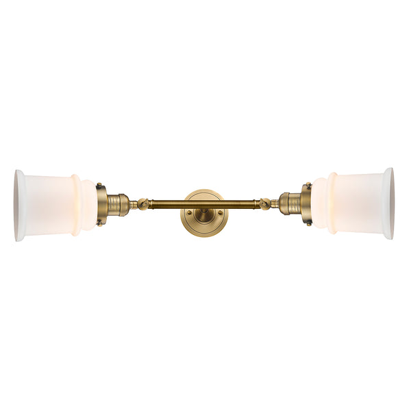 Canton Bath Vanity Light shown in the Brushed Brass finish with a Matte White shade