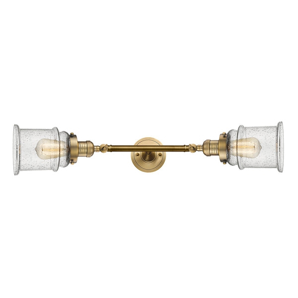 Canton Bath Vanity Light shown in the Brushed Brass finish with a Seedy shade