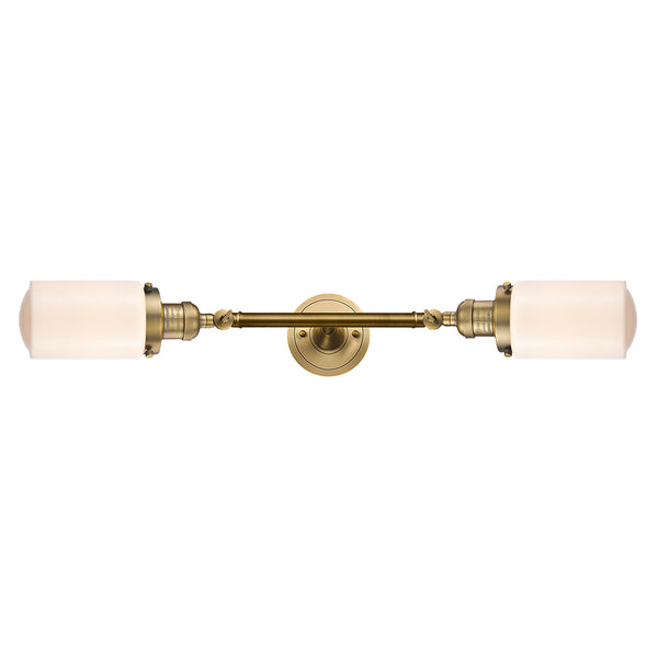 Dover Bath Vanity Light shown in the Brushed Brass finish with a Matte White shade