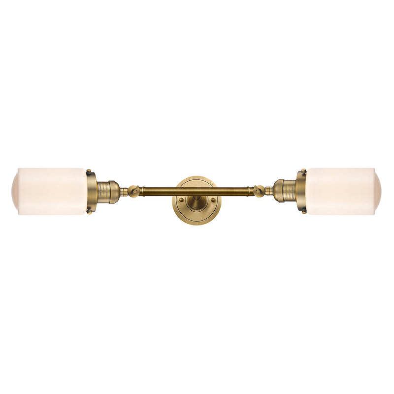 Dover Bath Vanity Light shown in the Brushed Brass finish with a Matte White shade