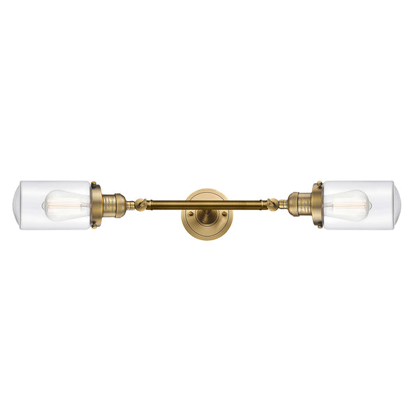 Dover Bath Vanity Light shown in the Brushed Brass finish with a Clear shade