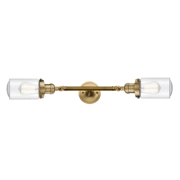 Dover Bath Vanity Light shown in the Brushed Brass finish with a Seedy shade