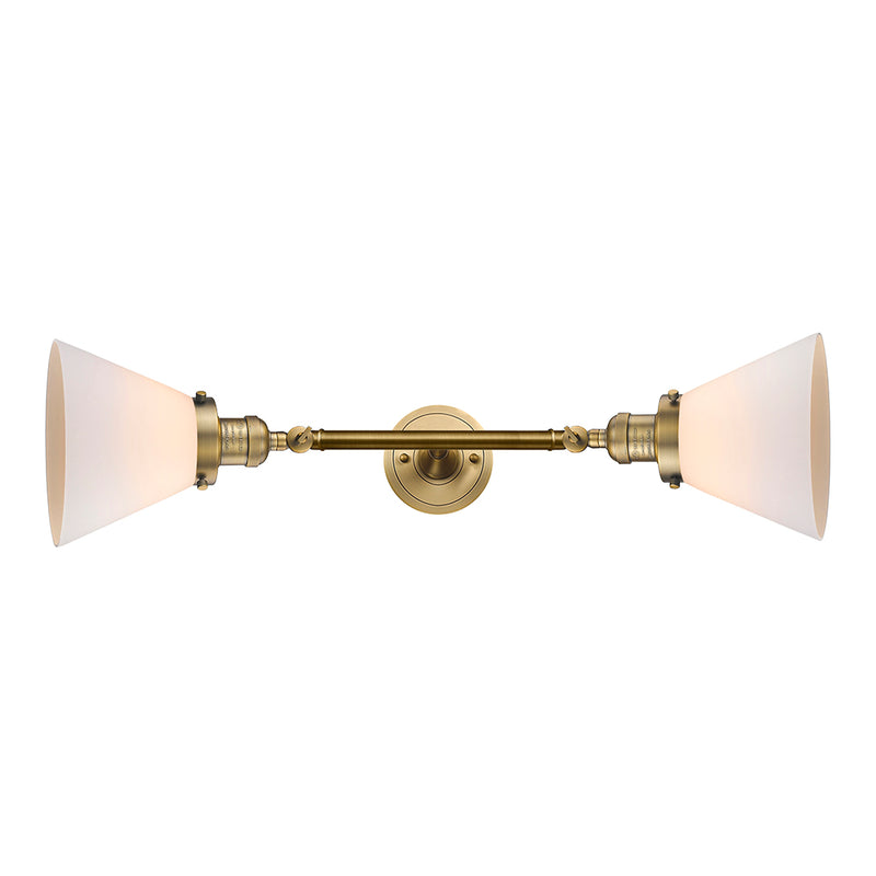 Cone Bath Vanity Light shown in the Brushed Brass finish with a Matte White shade