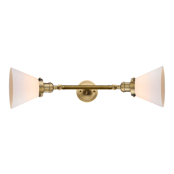 Cone Bath Vanity Light shown in the Brushed Brass finish with a Matte White shade