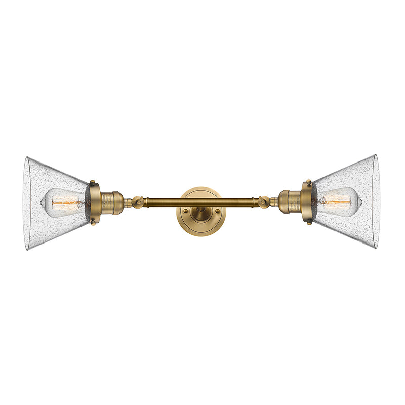 Cone Bath Vanity Light shown in the Brushed Brass finish with a Seedy shade