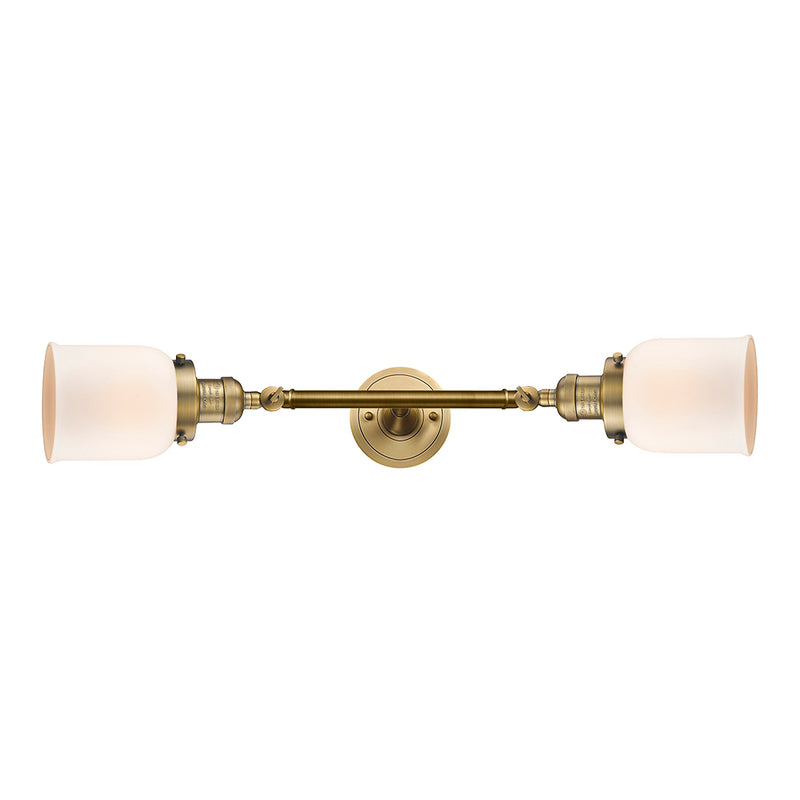 Bell Bath Vanity Light shown in the Brushed Brass finish with a Matte White shade