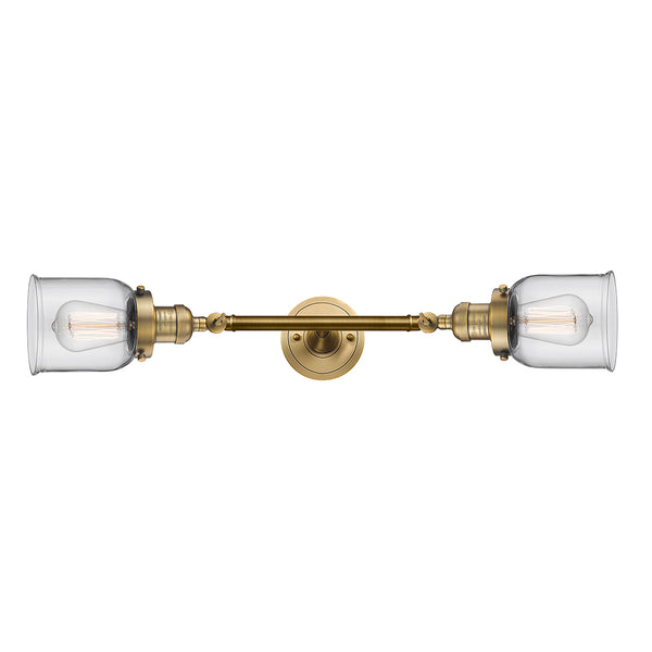 Bell Bath Vanity Light shown in the Brushed Brass finish with a Clear shade