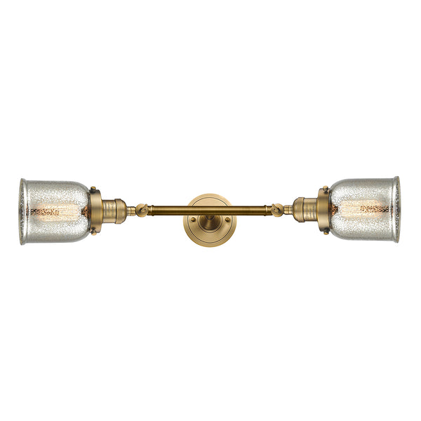 Bell Bath Vanity Light shown in the Brushed Brass finish with a Silver Plated Mercury shade