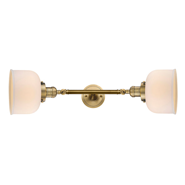 Bell Bath Vanity Light shown in the Brushed Brass finish with a Matte White shade