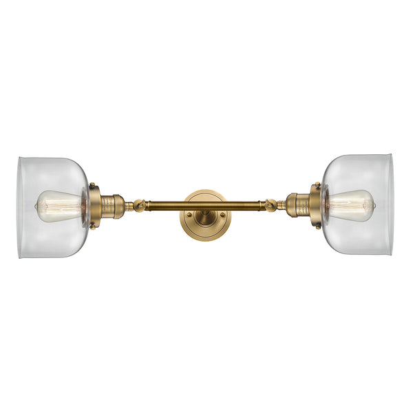Bell Bath Vanity Light shown in the Brushed Brass finish with a Clear shade