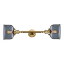 Bell Bath Vanity Light shown in the Brushed Brass finish with a Plated Smoke shade