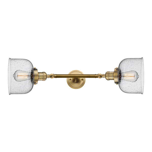 Bell Bath Vanity Light shown in the Brushed Brass finish with a Seedy shade