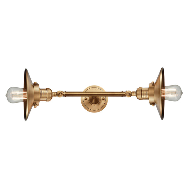 Railroad Bath Vanity Light shown in the Brushed Brass finish with a Brushed Brass shade