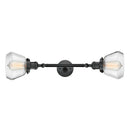 Fulton Bath Vanity Light shown in the Matte Black finish with a Clear shade