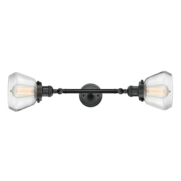 Fulton Bath Vanity Light shown in the Matte Black finish with a Clear shade