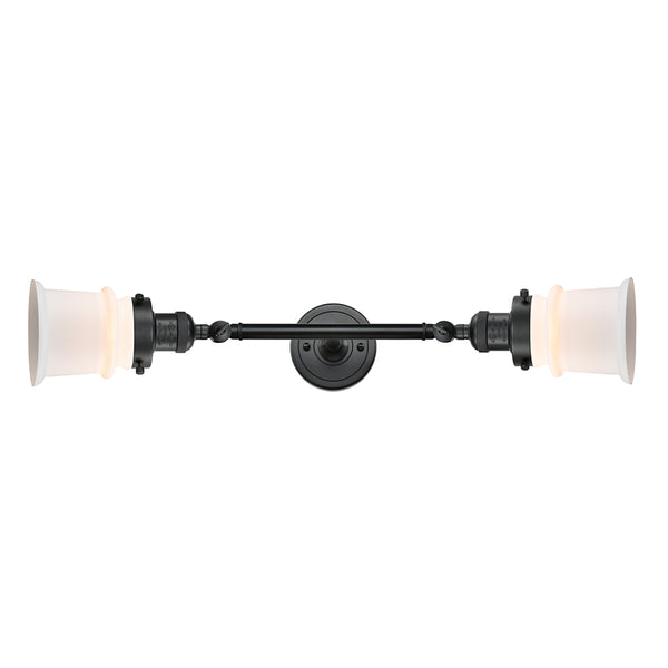 Canton Bath Vanity Light shown in the Matte Black finish with a Matte White shade