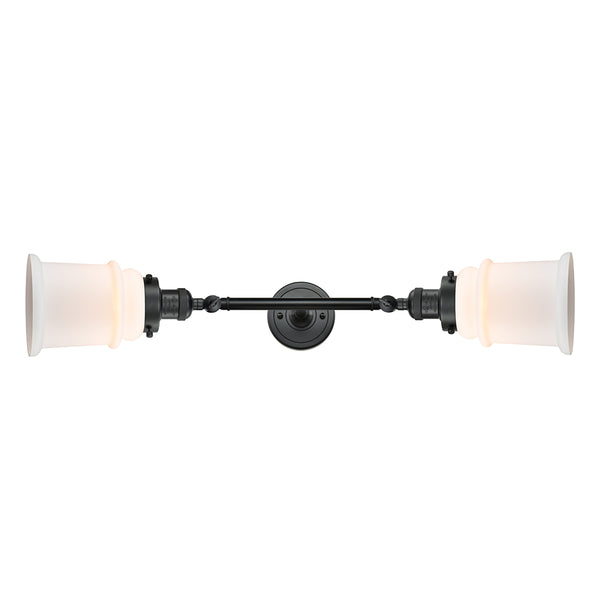Canton Bath Vanity Light shown in the Matte Black finish with a Matte White shade