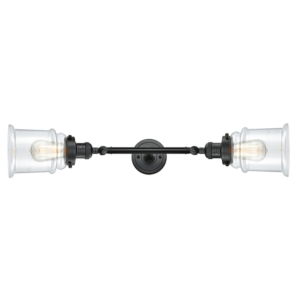 Canton Bath Vanity Light shown in the Matte Black finish with a Clear shade