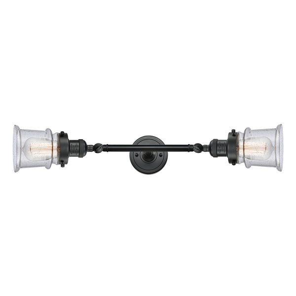 Canton Bath Vanity Light shown in the Matte Black finish with a Seedy shade