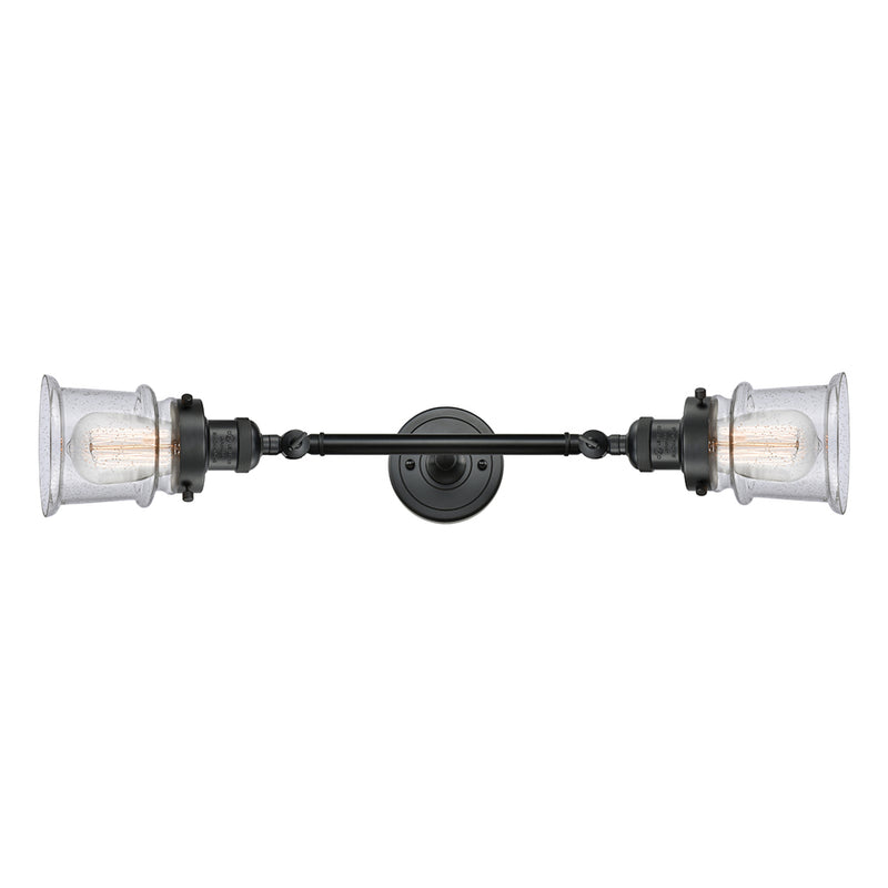 Canton Bath Vanity Light shown in the Matte Black finish with a Seedy shade