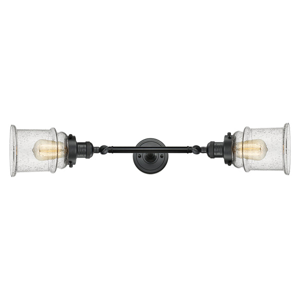 Canton Bath Vanity Light shown in the Matte Black finish with a Seedy shade