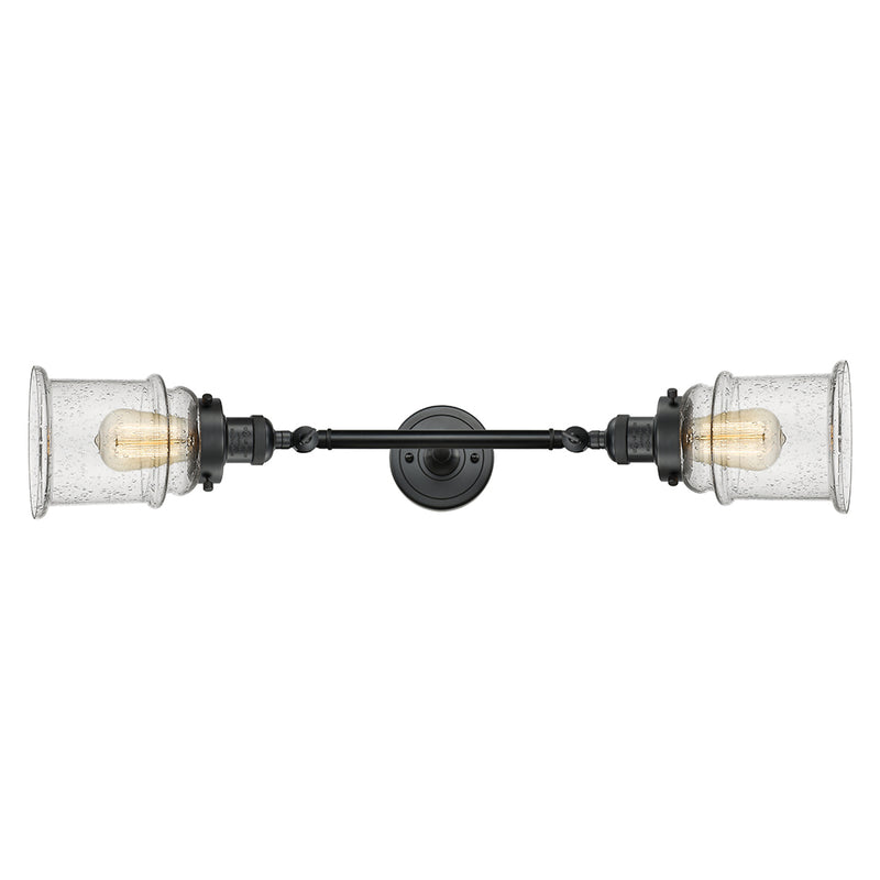 Canton Bath Vanity Light shown in the Matte Black finish with a Seedy shade