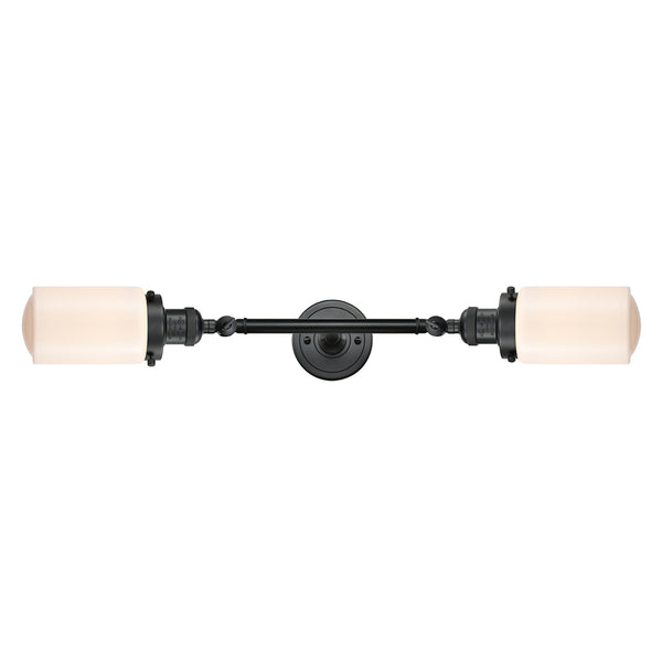 Dover Bath Vanity Light shown in the Matte Black finish with a Matte White shade