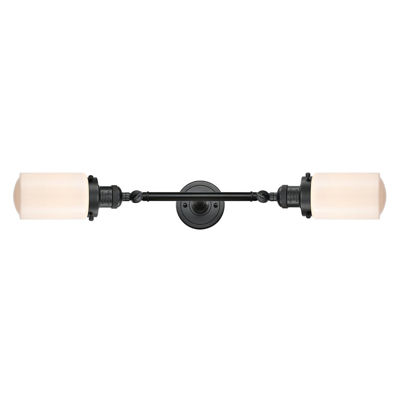 Dover Bath Vanity Light shown in the Matte Black finish with a Matte White shade