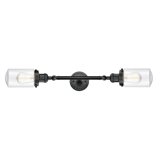 Dover Bath Vanity Light shown in the Matte Black finish with a Clear shade