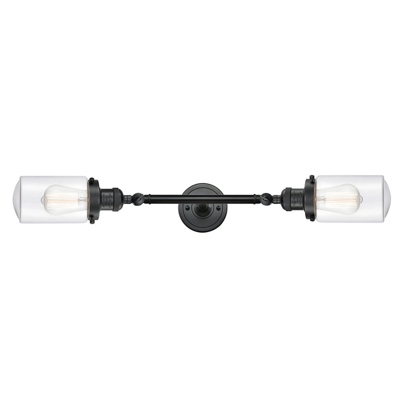 Dover Bath Vanity Light shown in the Matte Black finish with a Clear shade