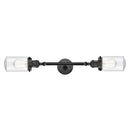 Dover Bath Vanity Light shown in the Matte Black finish with a Seedy shade