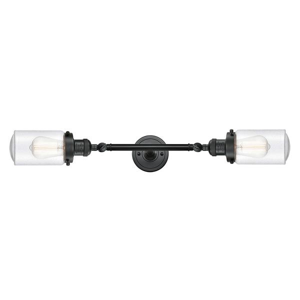Dover Bath Vanity Light shown in the Matte Black finish with a Seedy shade