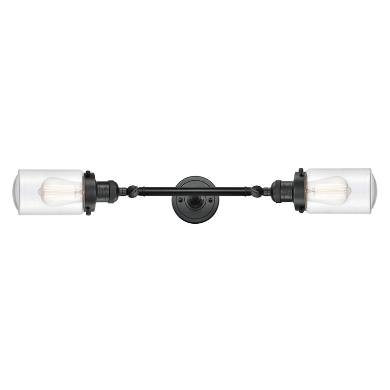 Dover Bath Vanity Light shown in the Matte Black finish with a Seedy shade
