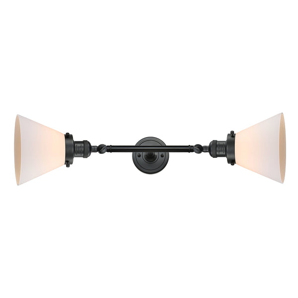 Cone Bath Vanity Light shown in the Matte Black finish with a Matte White shade
