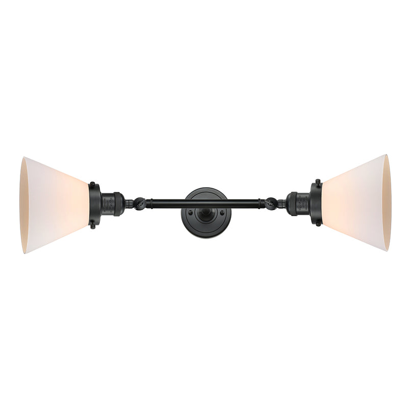 Cone Bath Vanity Light shown in the Matte Black finish with a Matte White shade