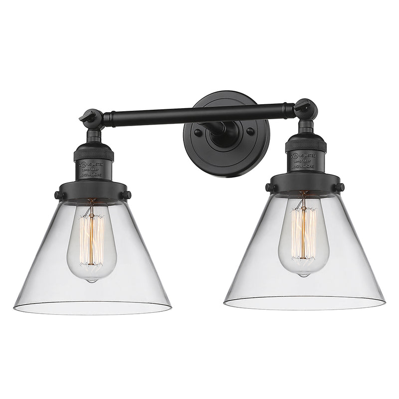Innovations Lighting Large Cone 2 Light Bath Vanity Light Part Of The Franklin Restoration Collection 208L-BK-G42