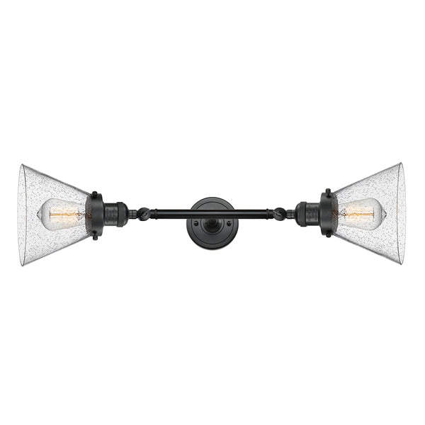Cone Bath Vanity Light shown in the Matte Black finish with a Seedy shade